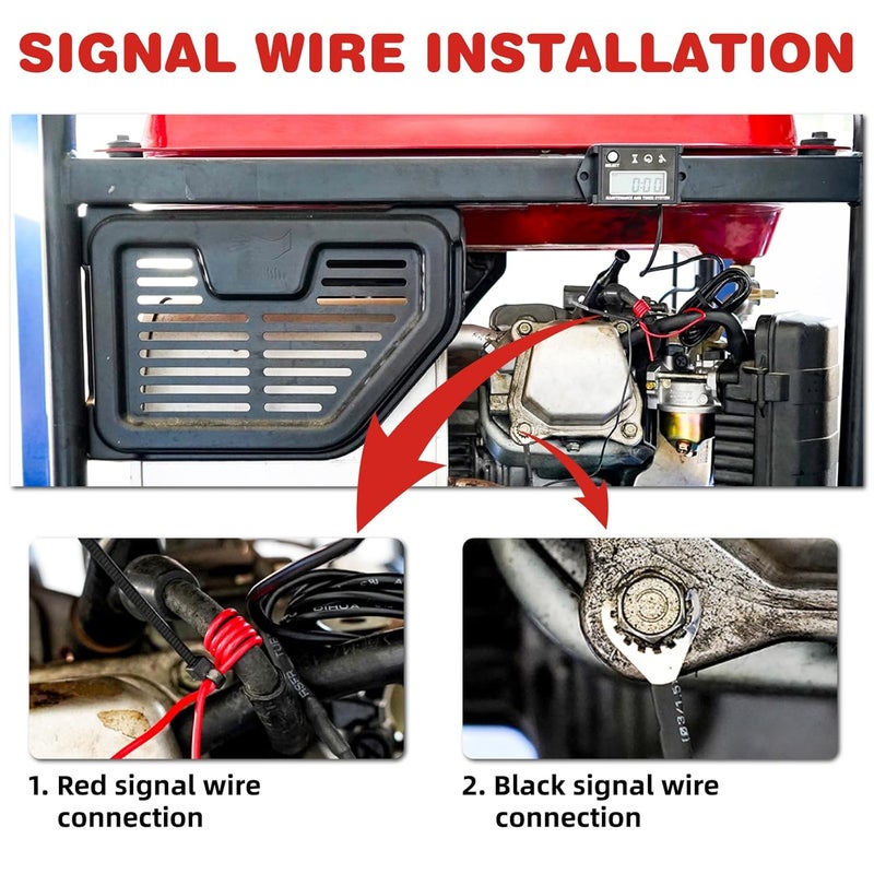 RileyFine RQ-HM026C Digital Tachometer, Total Hours, SVC Reminders,Waterproof IP68, for Gasoline Engine Equipment Such as Lawn Mowers, Tractors, Jet Skiers, Marine Boats, Outboard Engines (Black) - Image 5